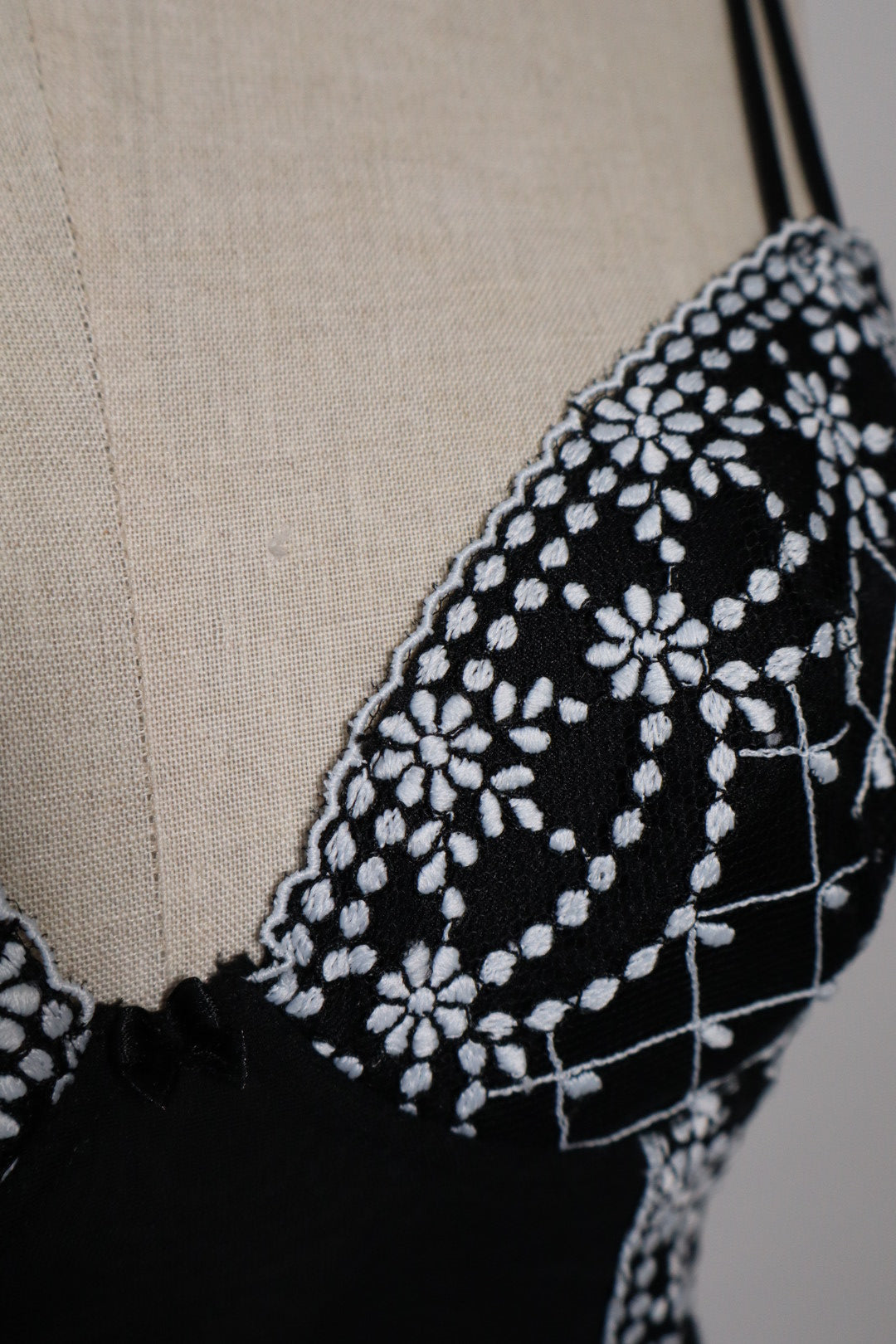 Black babydoll with white lace details size M