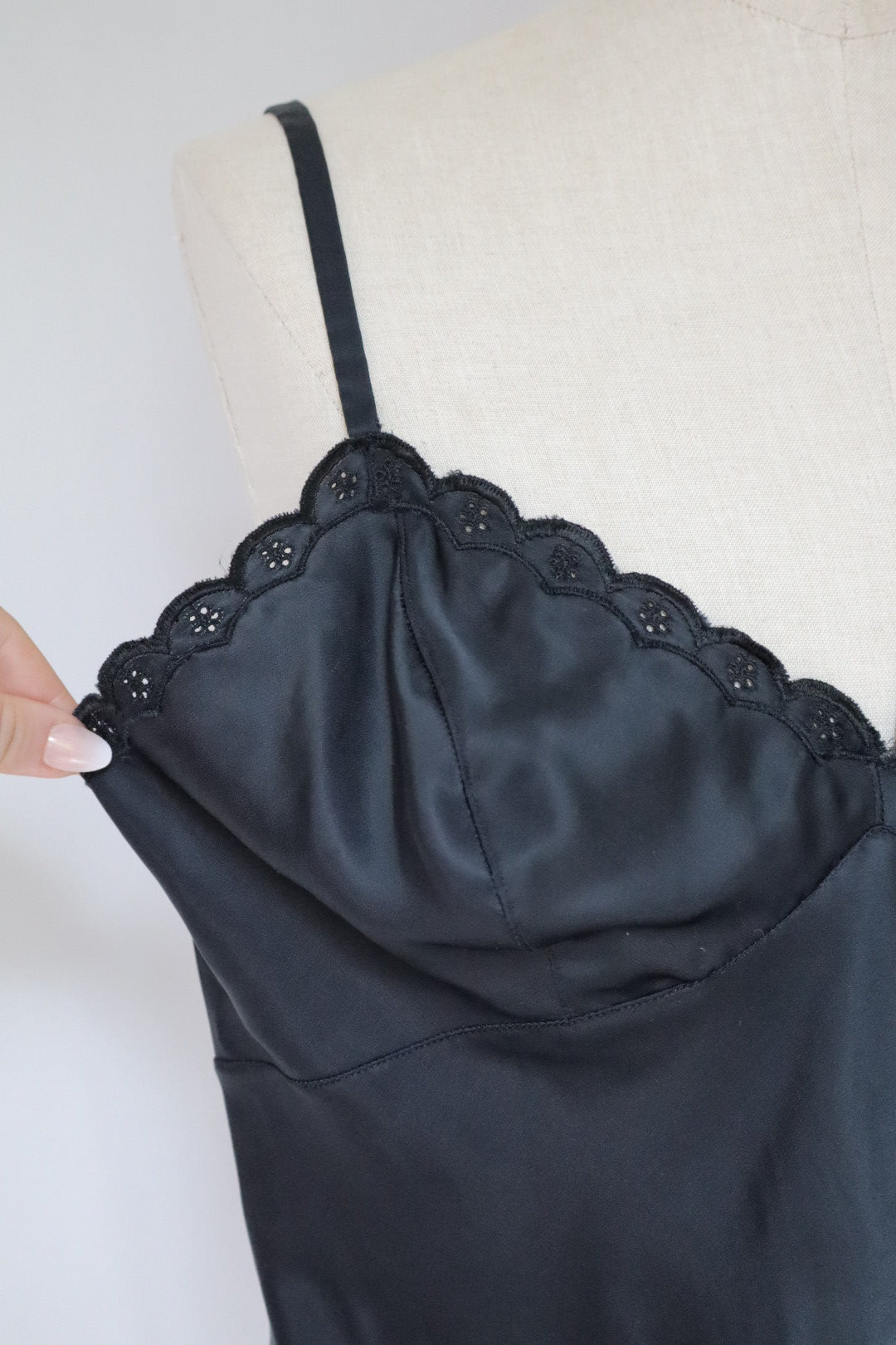 Christian Dior black satin top size medium