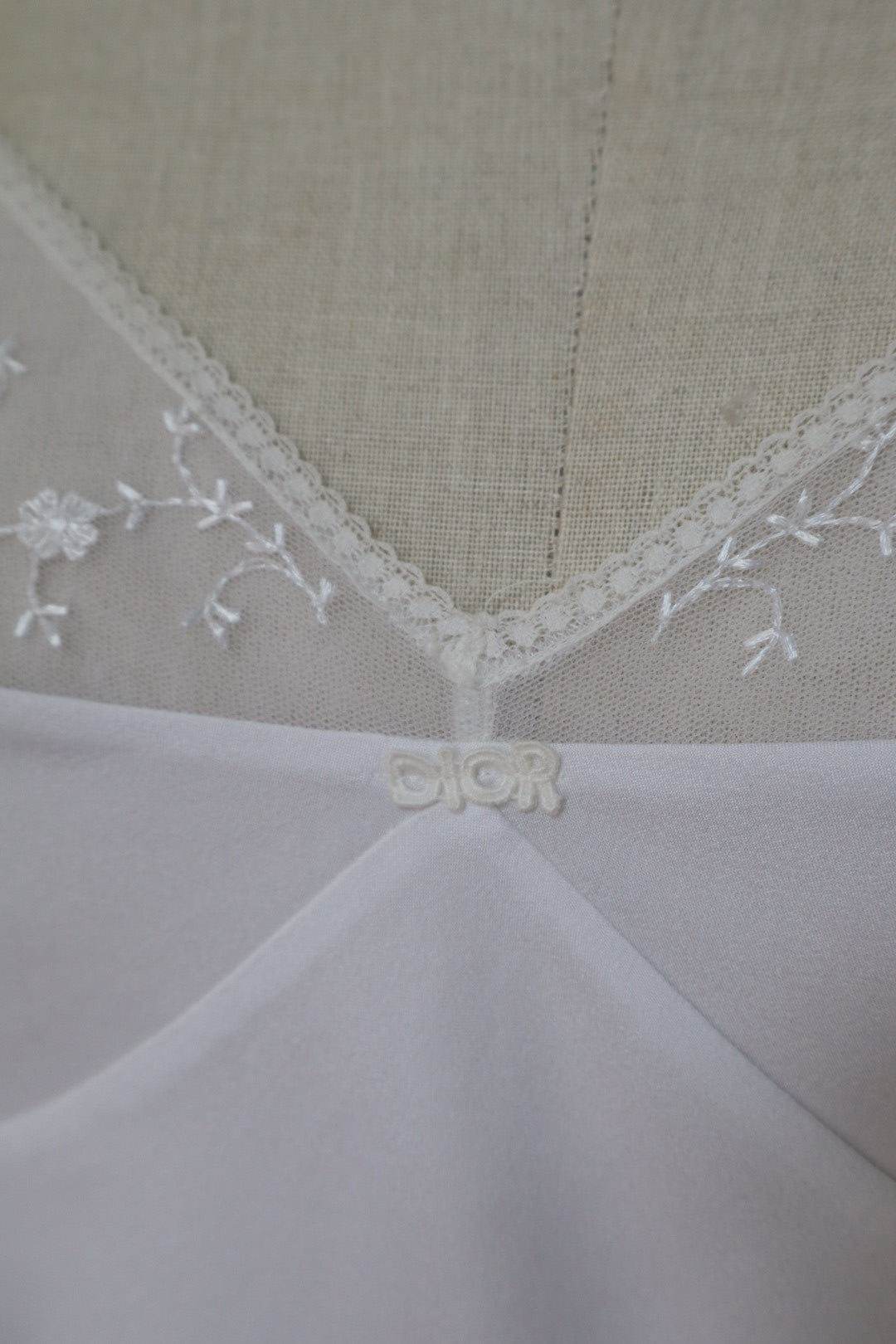 Christian Dior white slipdress with lace details size medium