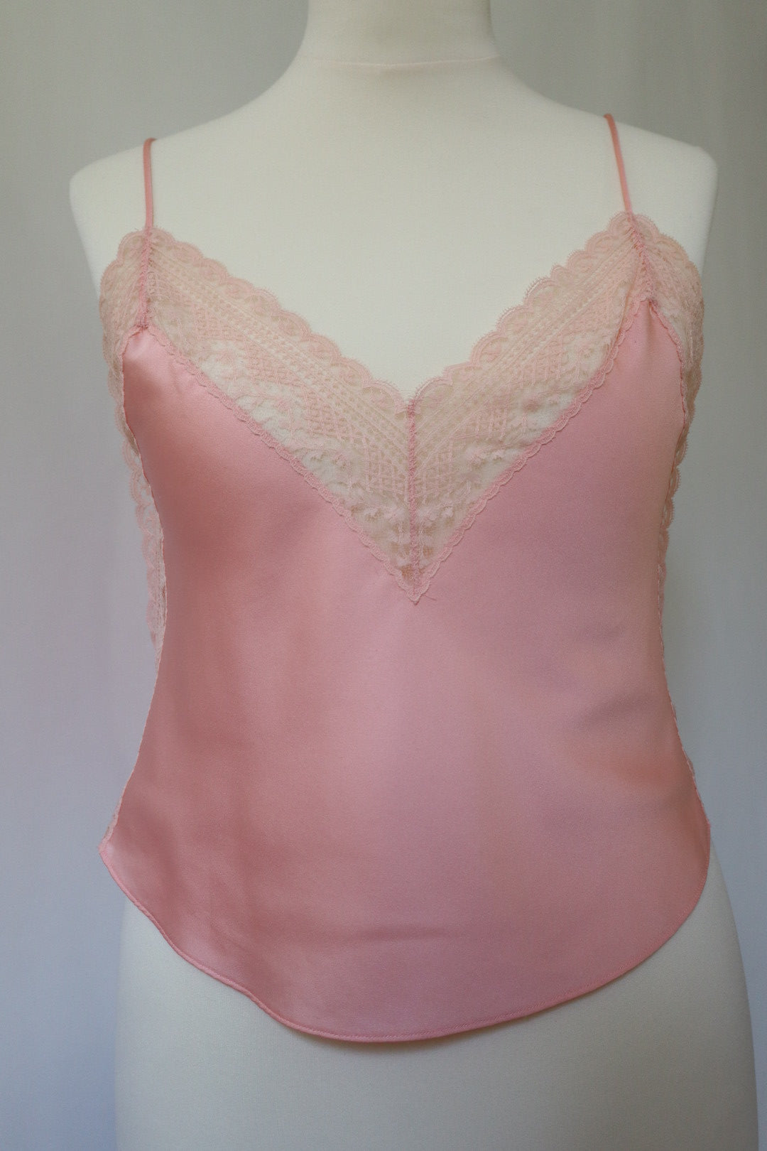Pink Christian Dior top satin with lace sides size XL