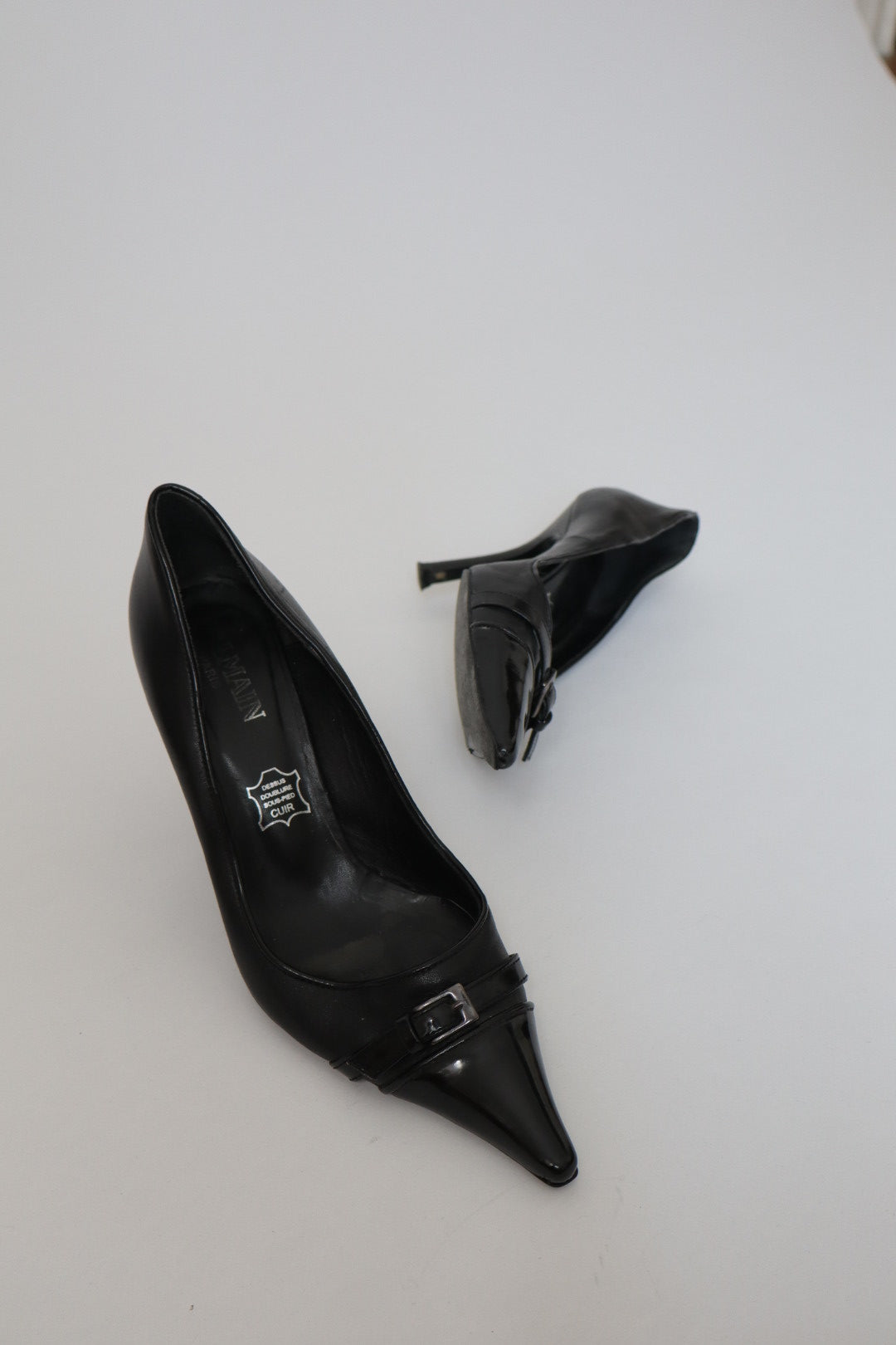 Black leather Balmain heels early 2000’s size 38 /us7.5