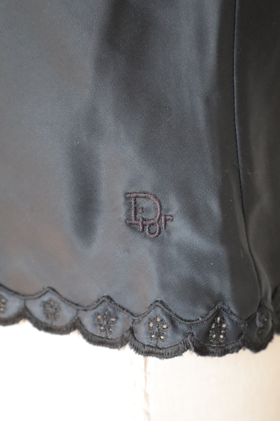 Christian Dior black satin top size medium