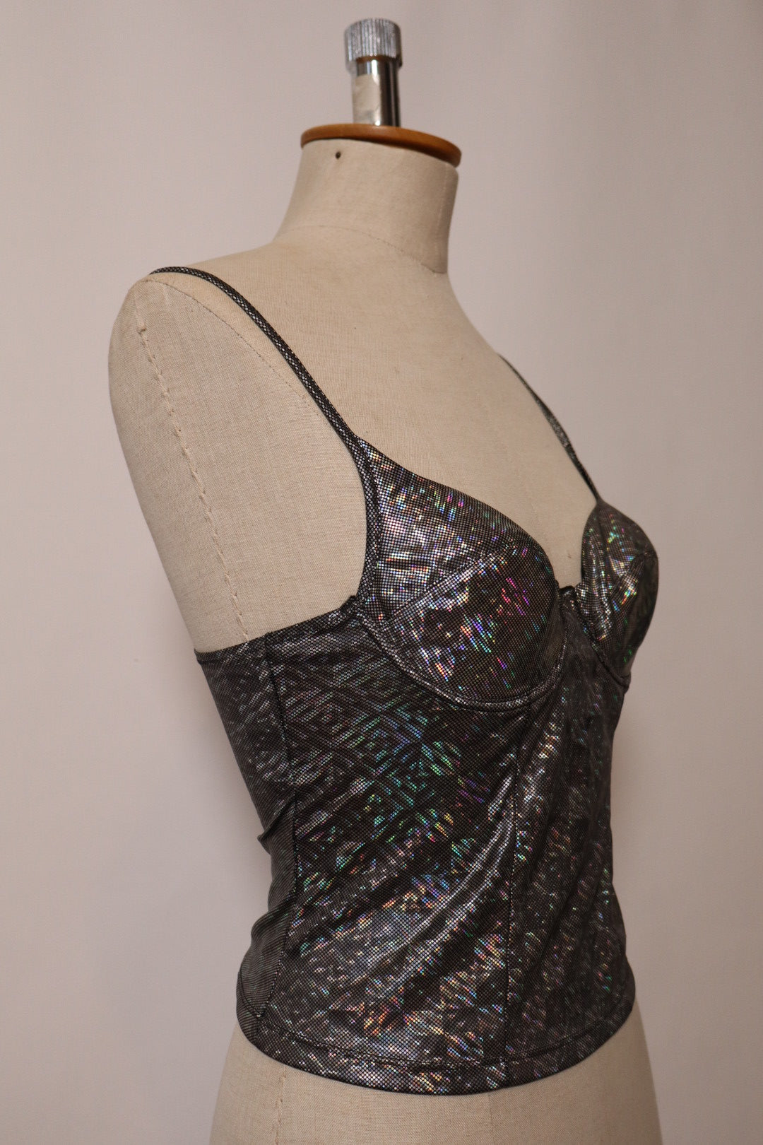 1980’s holographic bustier size medium - stretchy fabric