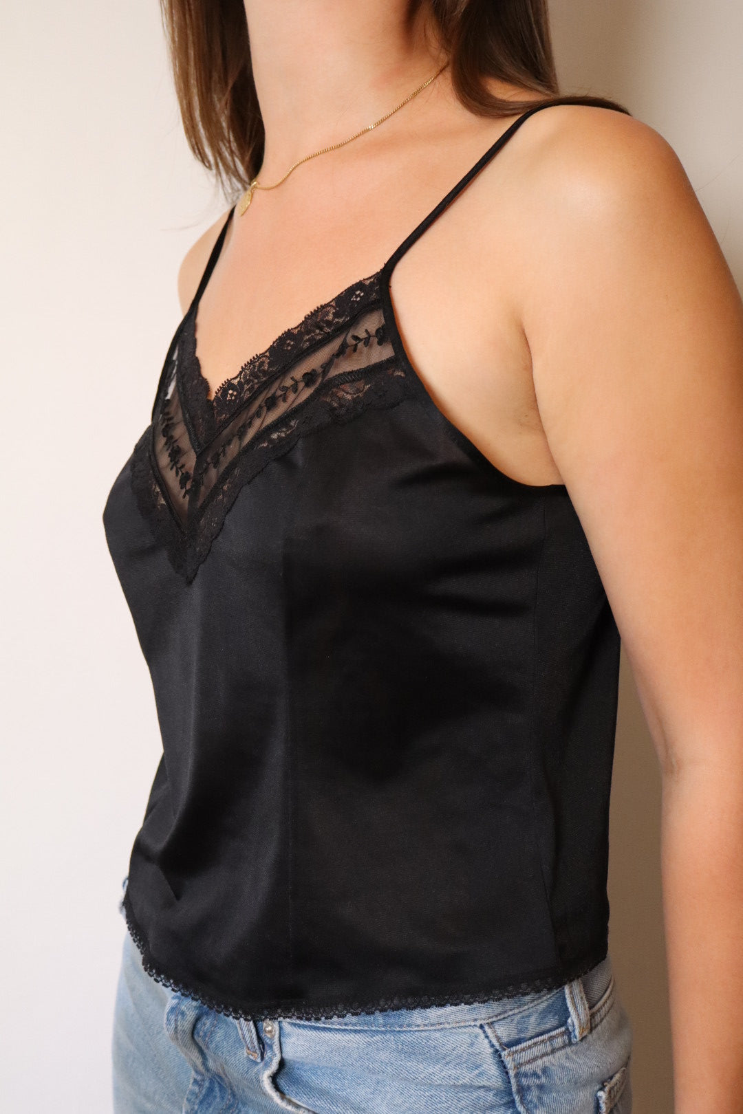 Black cami top size M with lace details