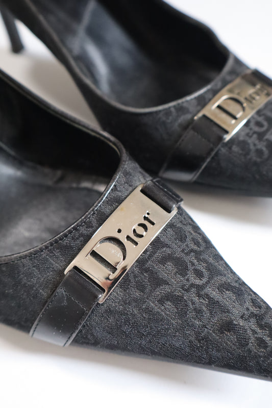 Dior by John Galliano fall/winter 2005 black oblique heels size 37.5 / us7