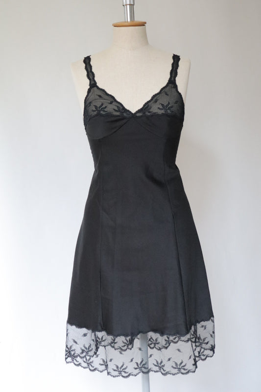 Christian Dior black slipdress with lace details size Large / extra large