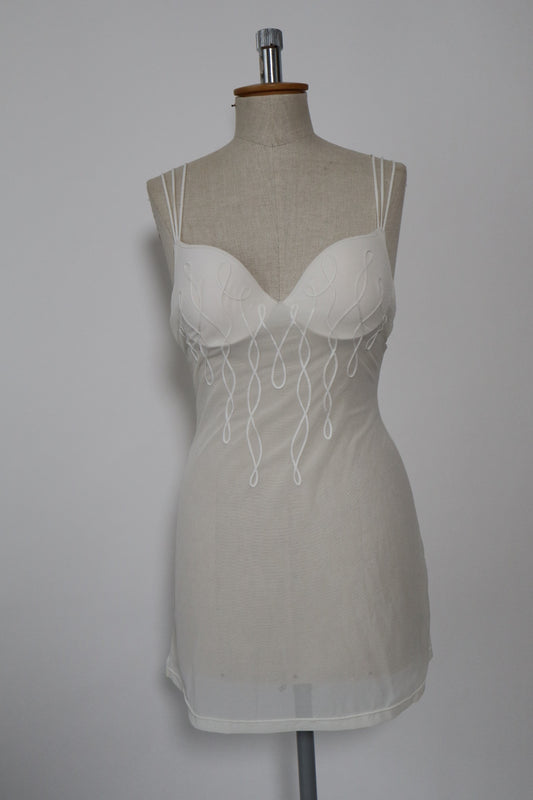 White see trough slipdress with cups size 36B/EU80B/FR95B