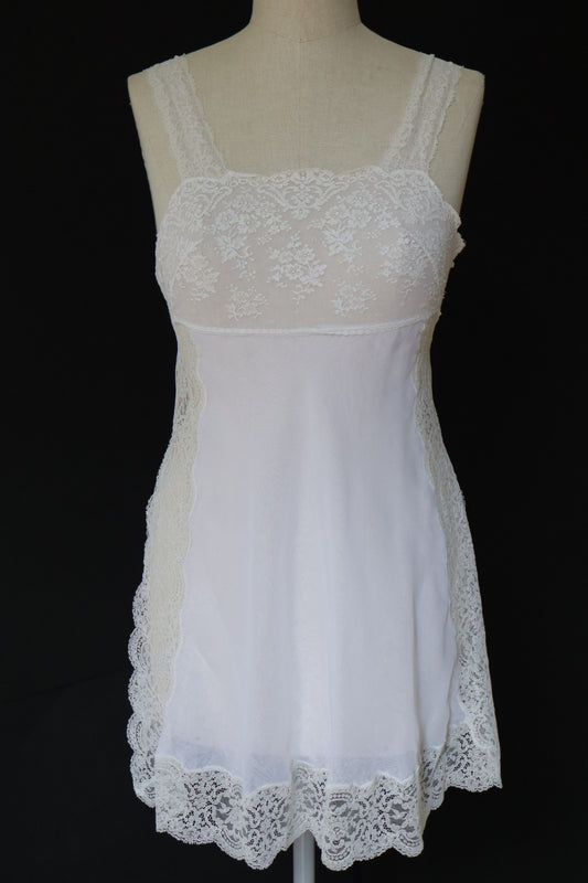 Christian Dior White see trough lacy slipdress size M