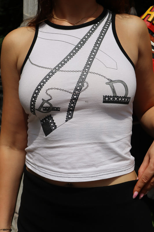 Dior by John Galliano baby tee size XS/S chains & tie