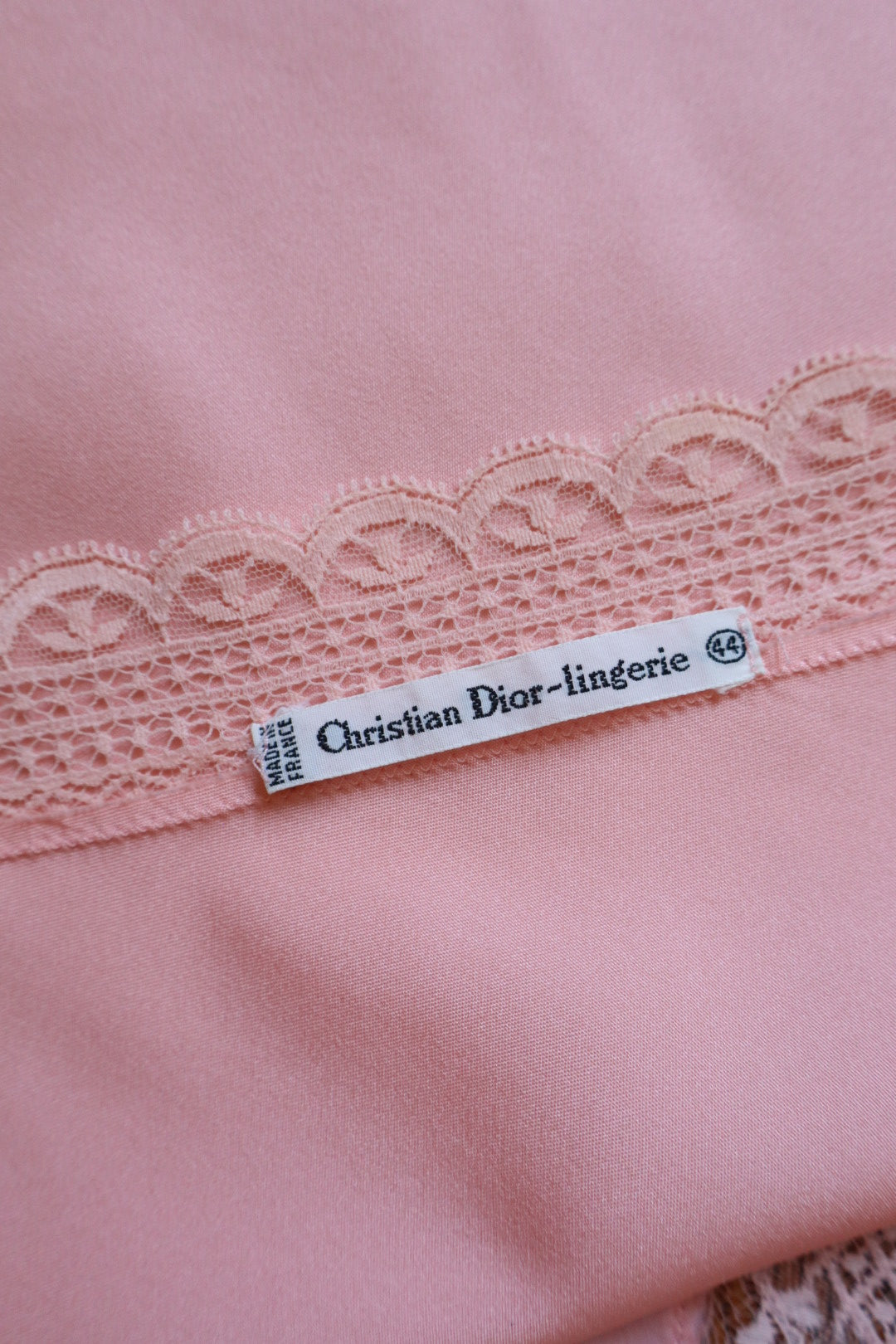 Pink Christian Dior top satin with lace sides size XL