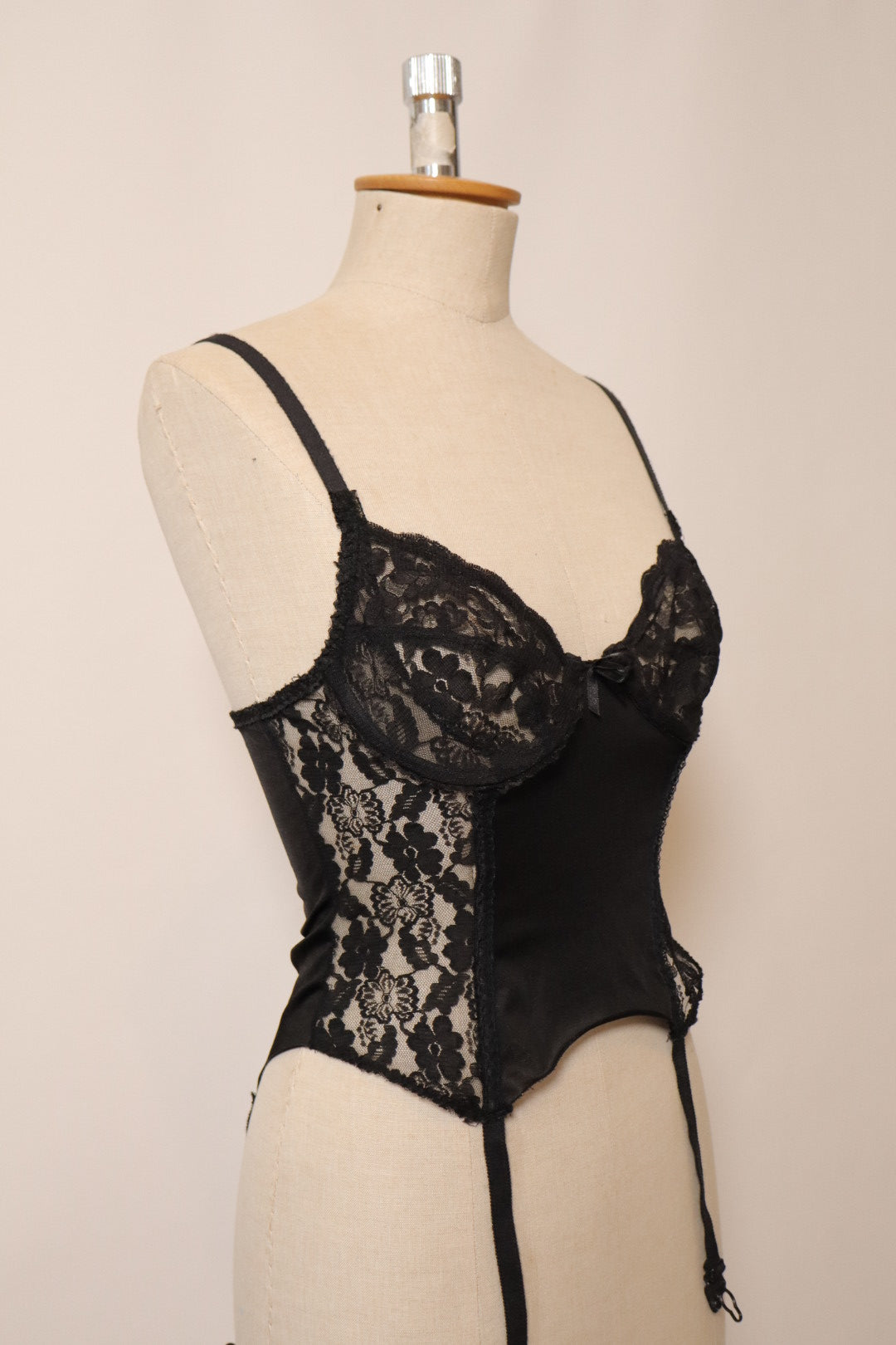 Black bustier with lace sides and cups size M