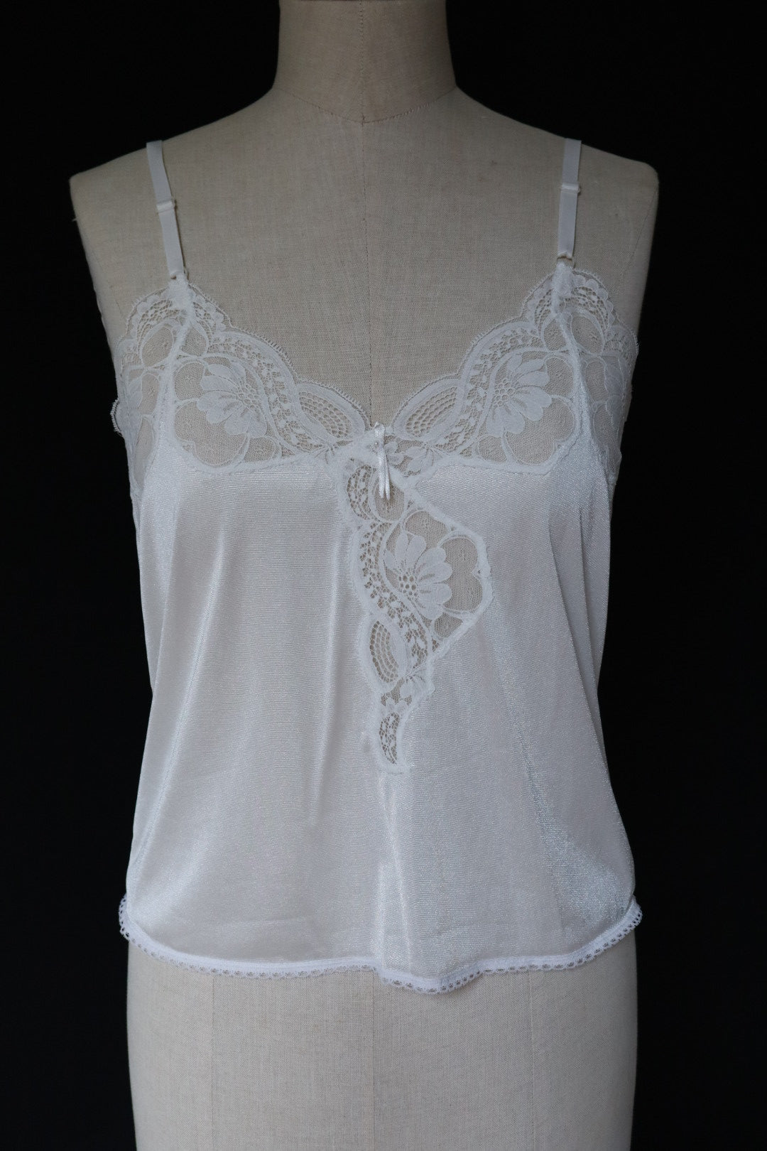 Satin with lace white cami top size M