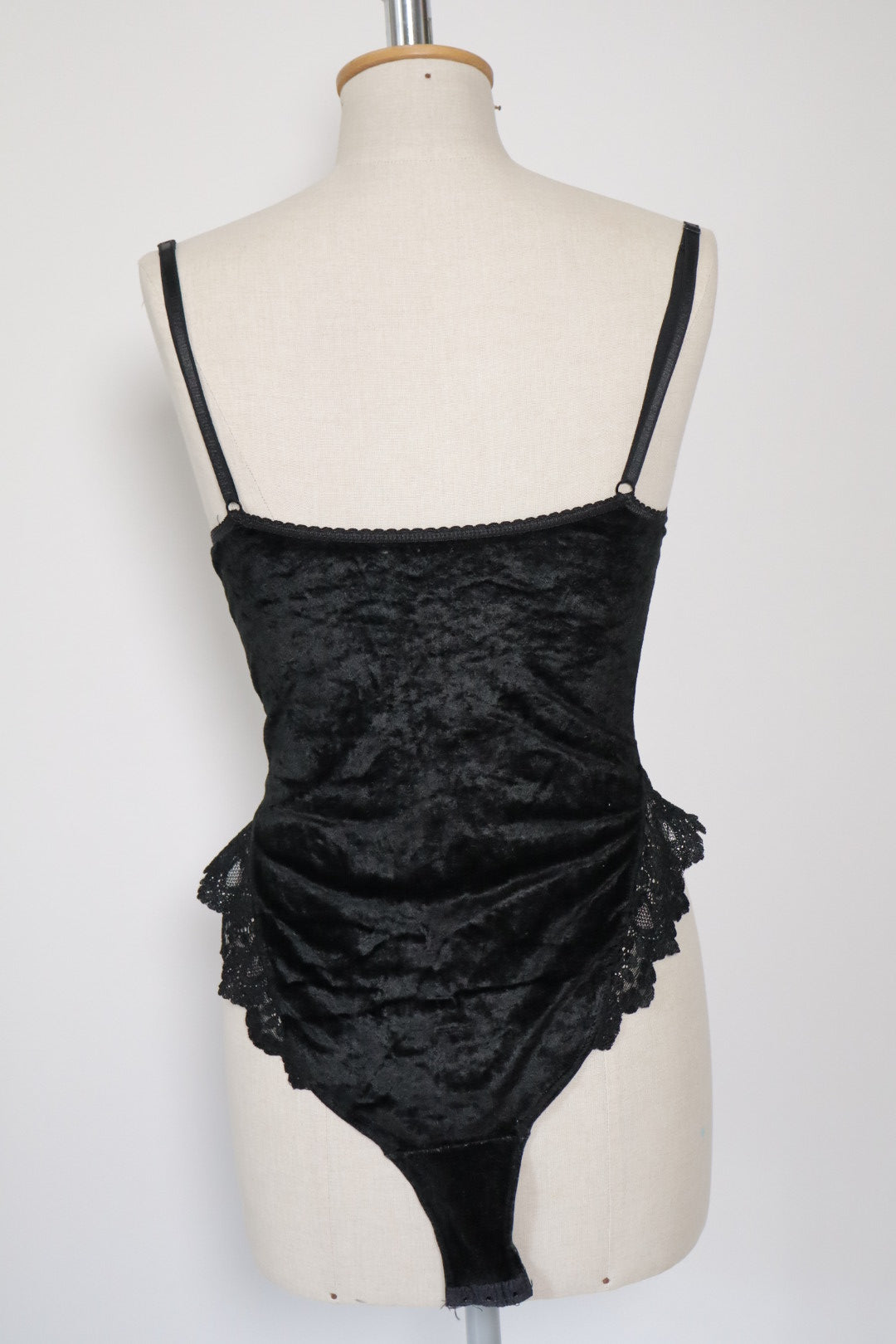 Black velvet body with lace details Made in France size small / medium