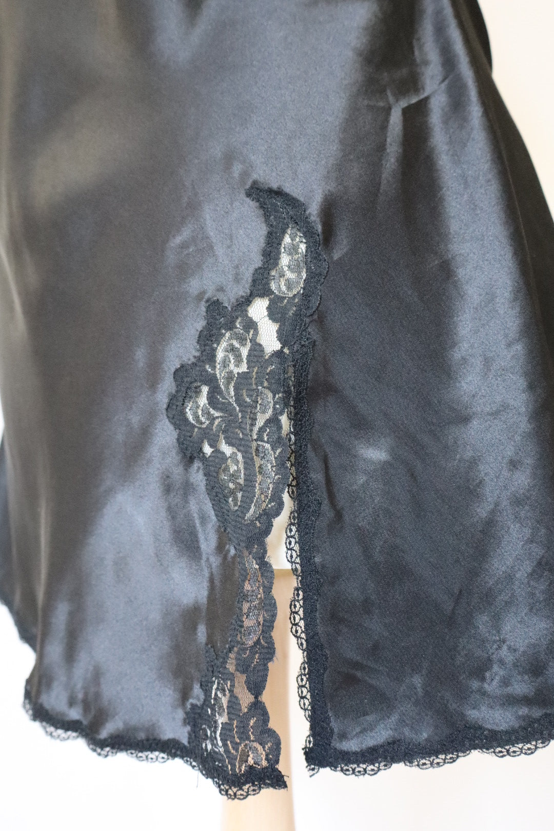 Black satin slipdress size Large open back