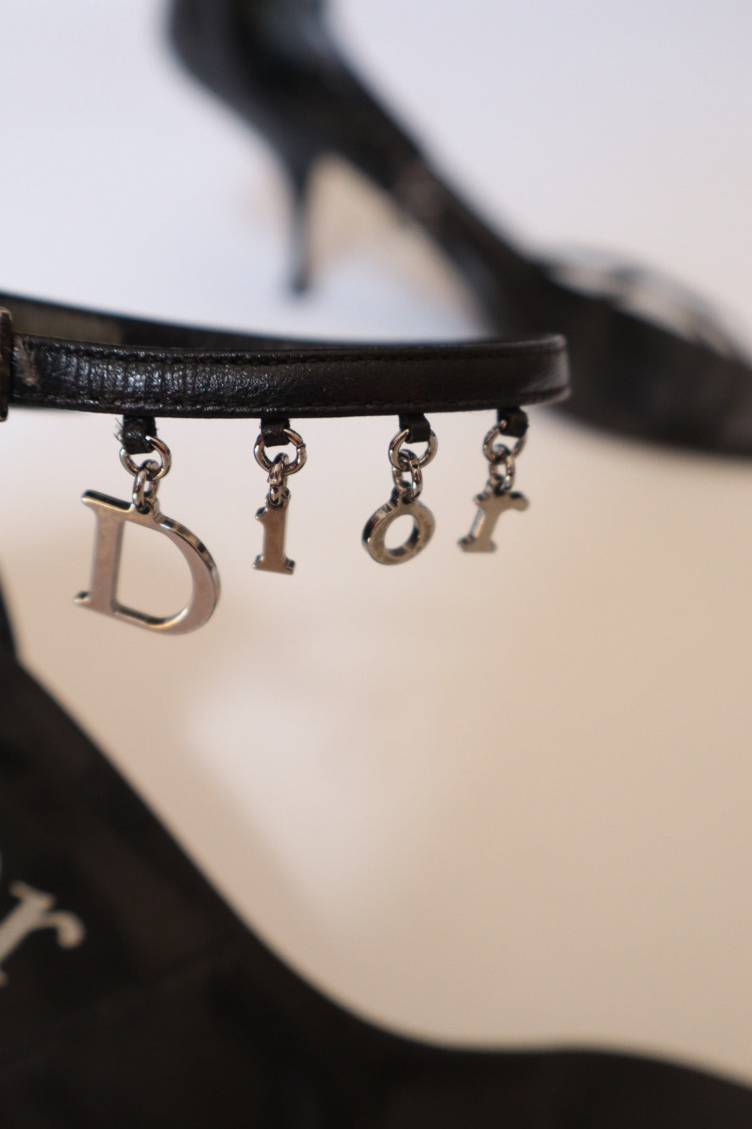 Dior by John Galliano black leather heels with Dior logo in silver hardware size 37.5