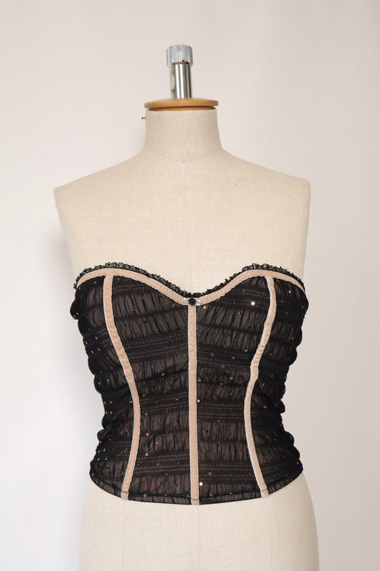 Black bustier with sequins by Canelle size US34D / EU75D / FR90D