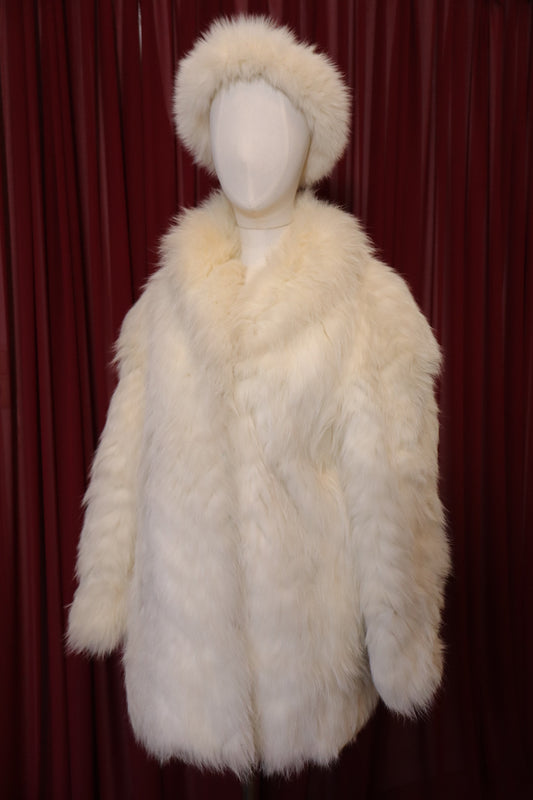 Luxurious white fox fur coat