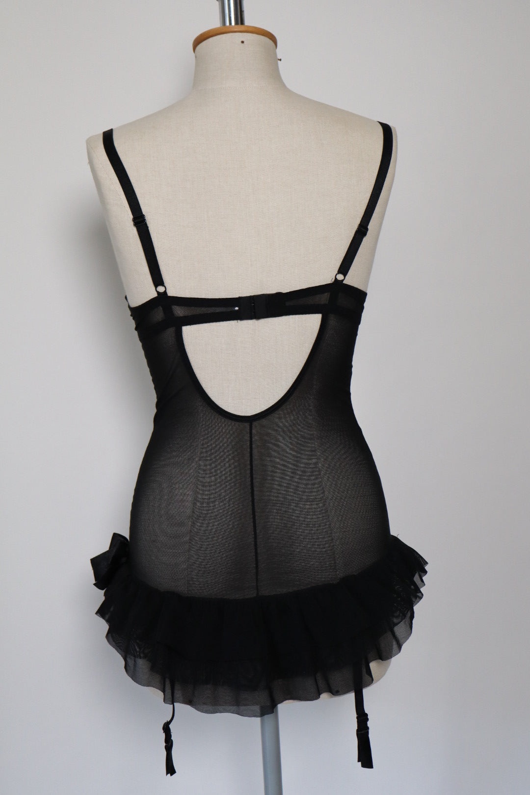 Black babydoll with white lace details size M