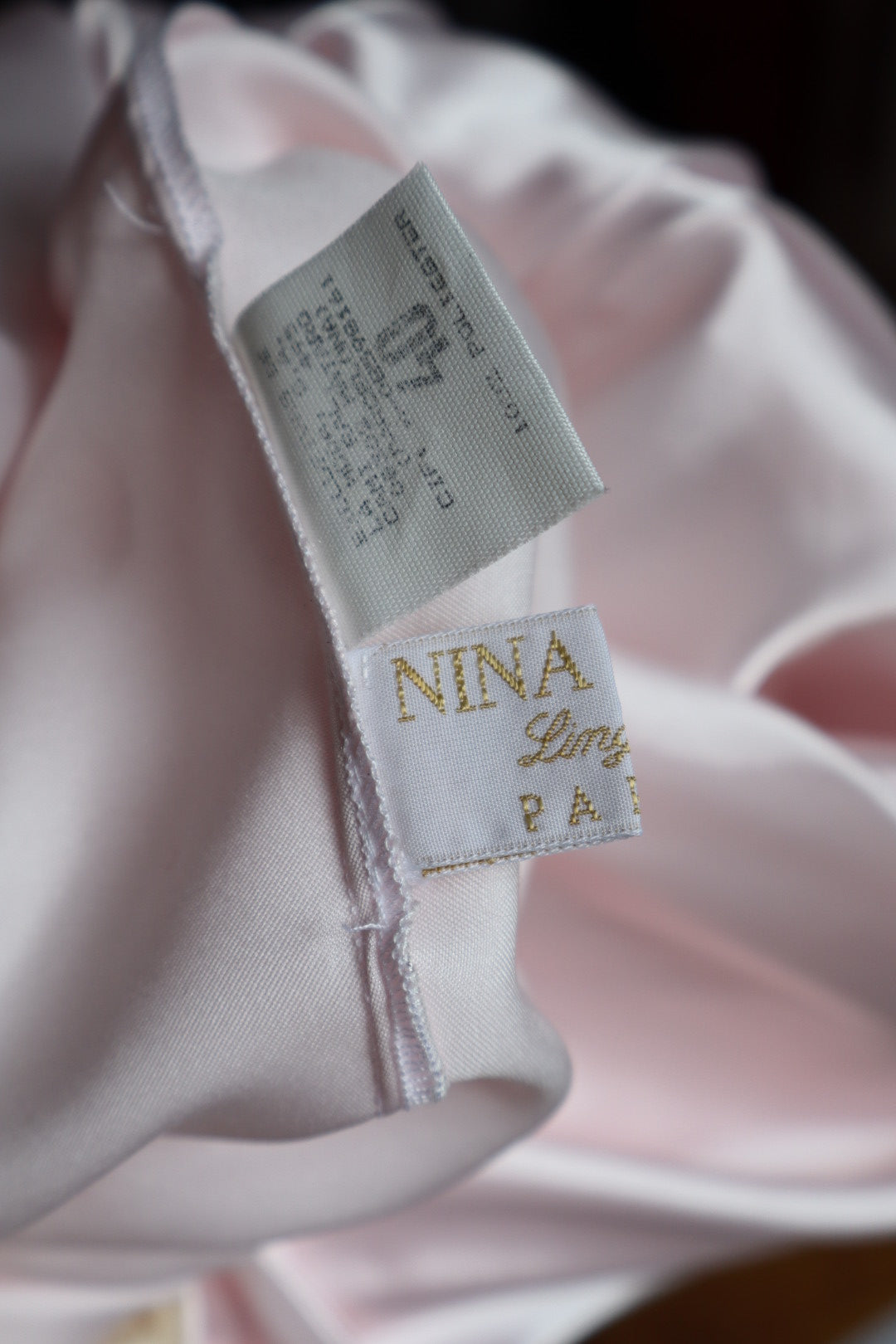 Nina Ricci long satin and lace soft pink slipdress size S - M