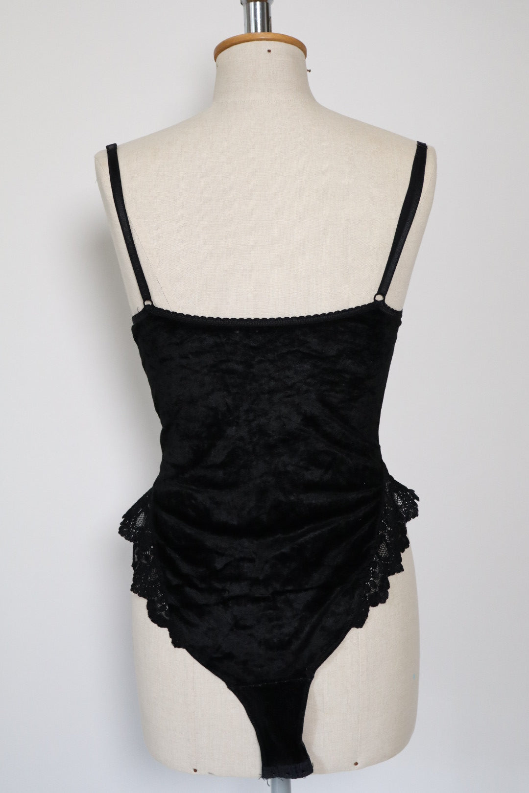 Black velvet body with lace details Made in France size small / medium