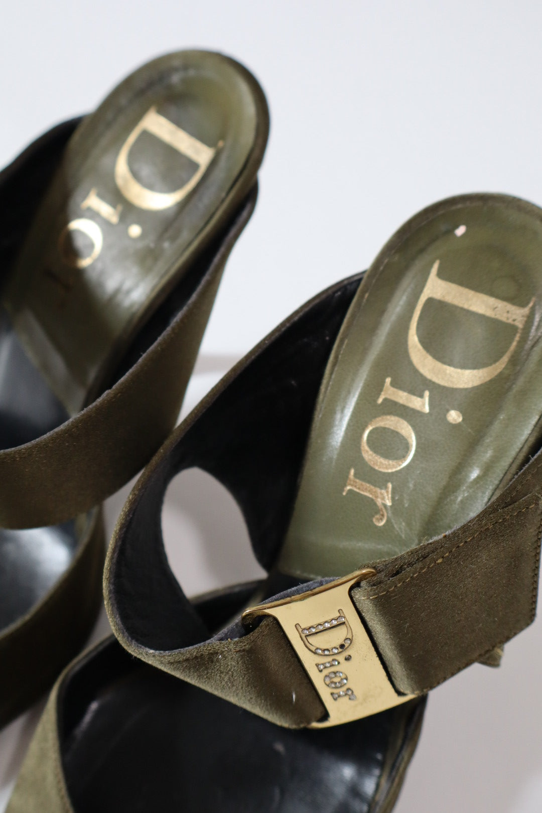 Dior by John Galliano Spring/Summer 2003 silk heels with strass logo size 35.5