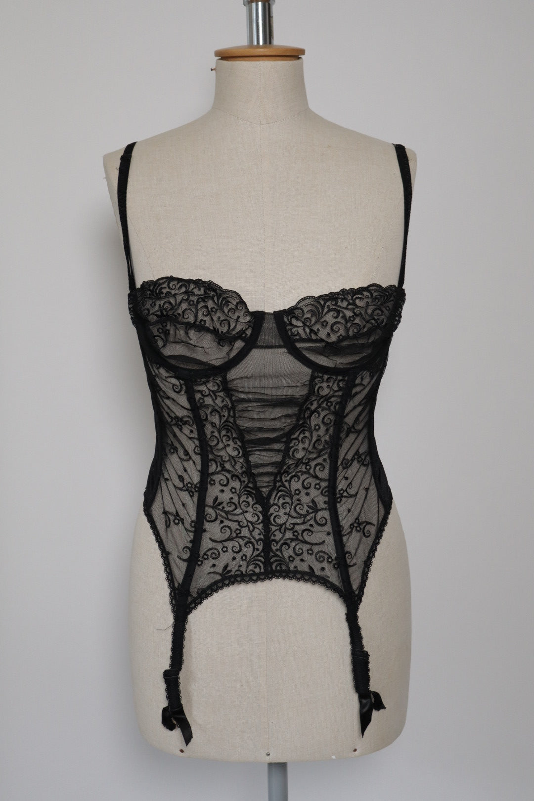 Black see trough lace bustier made in Italy size L