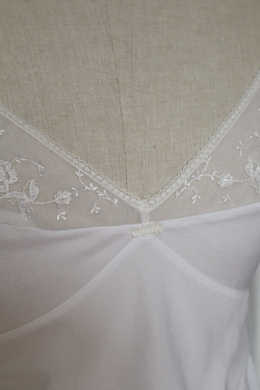 Christian Dior white slipdress with lace details size medium