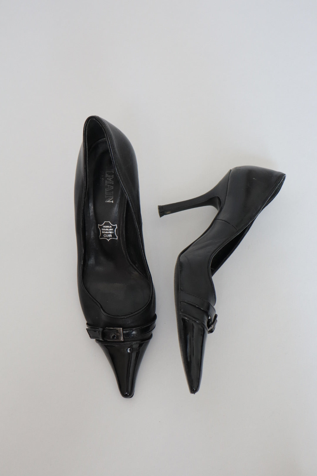 Black leather Balmain heels early 2000’s size 38 /us7.5