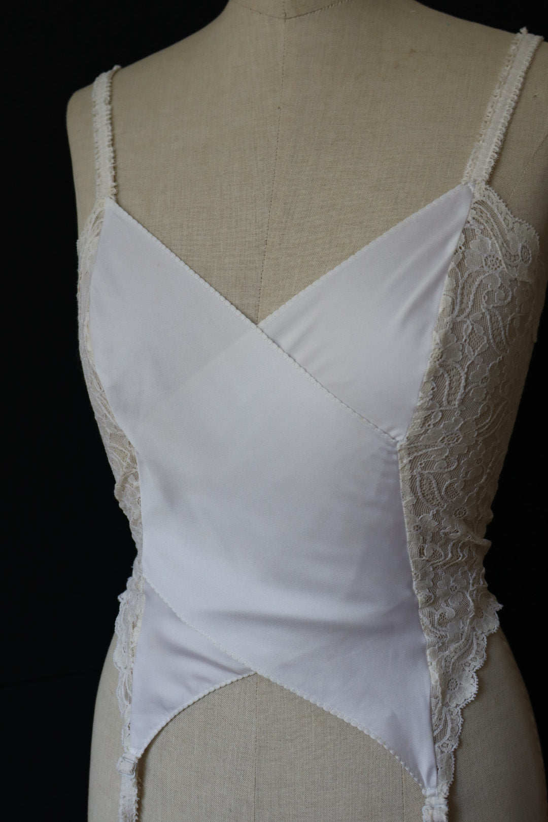 White Christian Dior bustier / top satin with lace sides size Medium