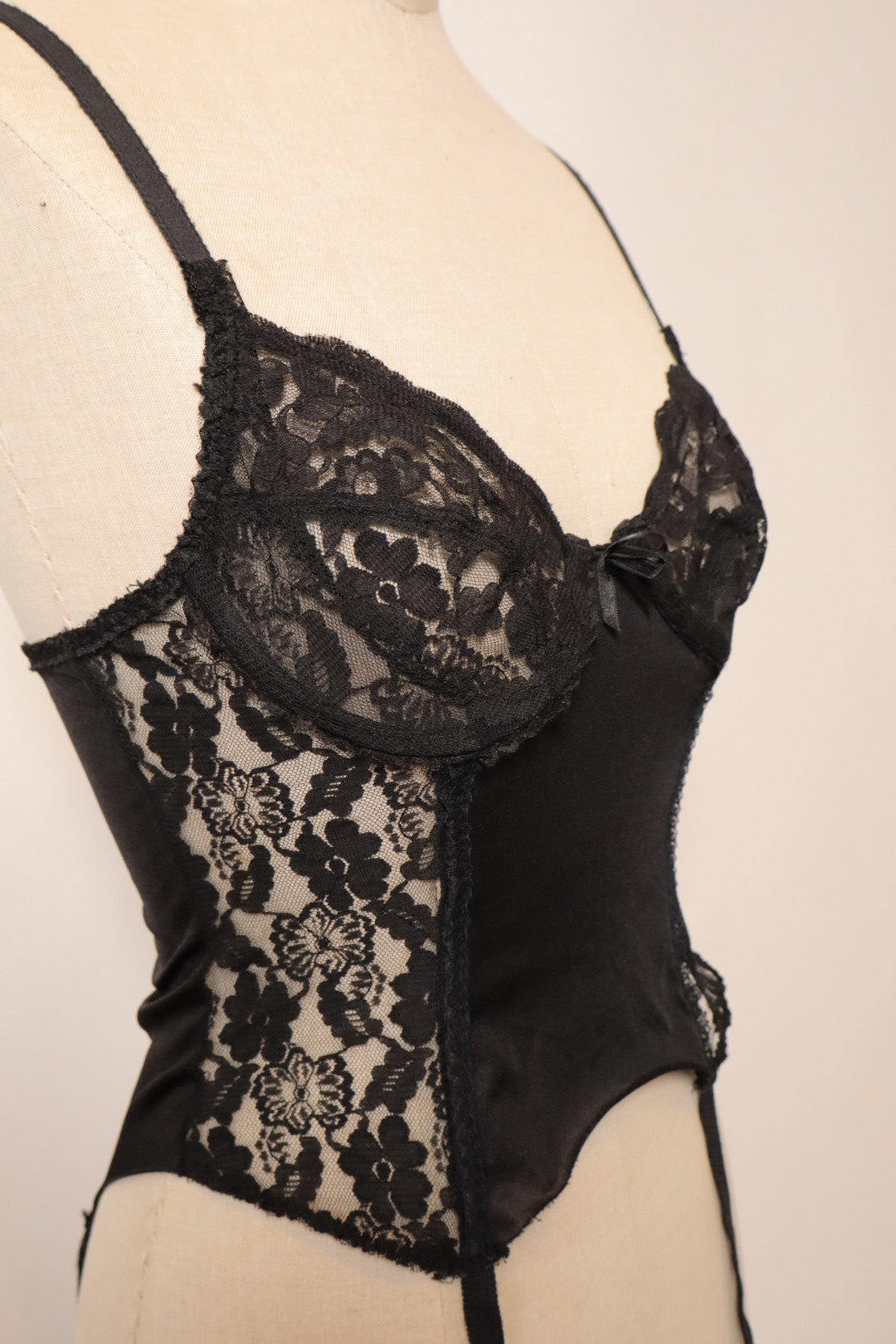 Black bustier with lace sides and cups size M
