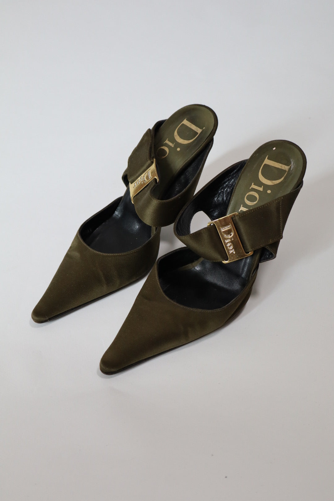 Dior by John Galliano Spring/Summer 2003 silk heels with strass logo size 35.5