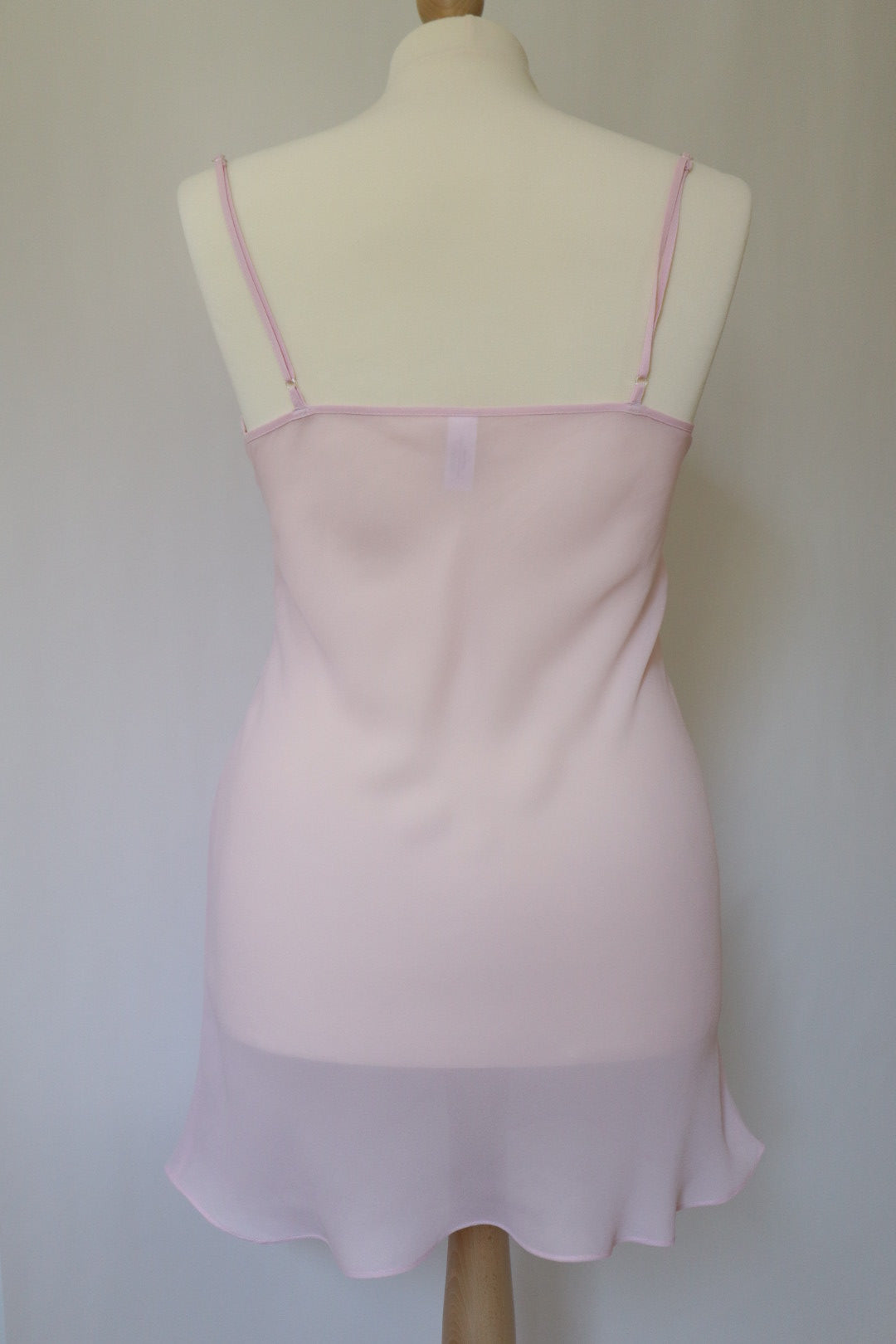 Soft pink see trough slipdress with lace size L/XL