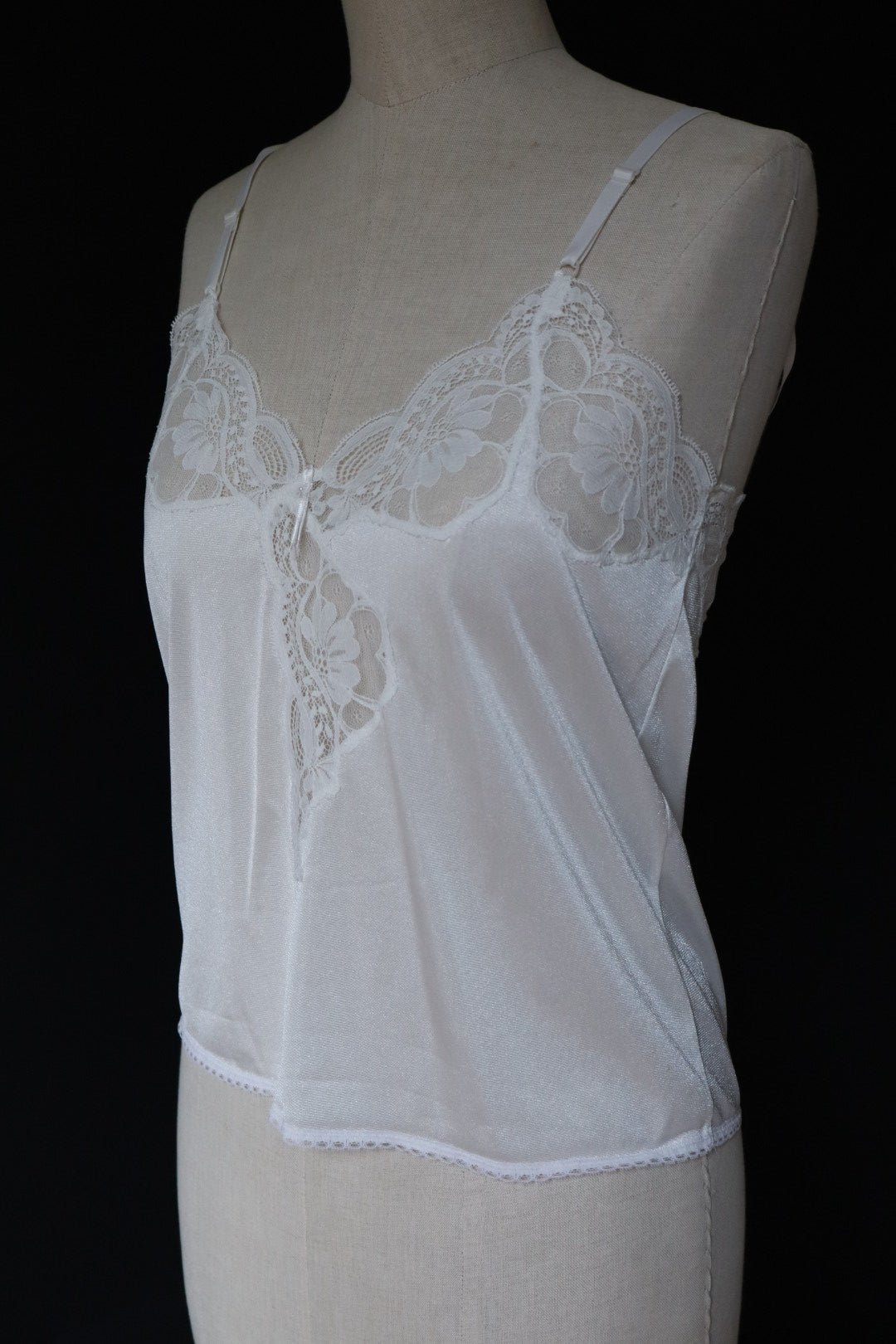 Satin with lace white cami top size M