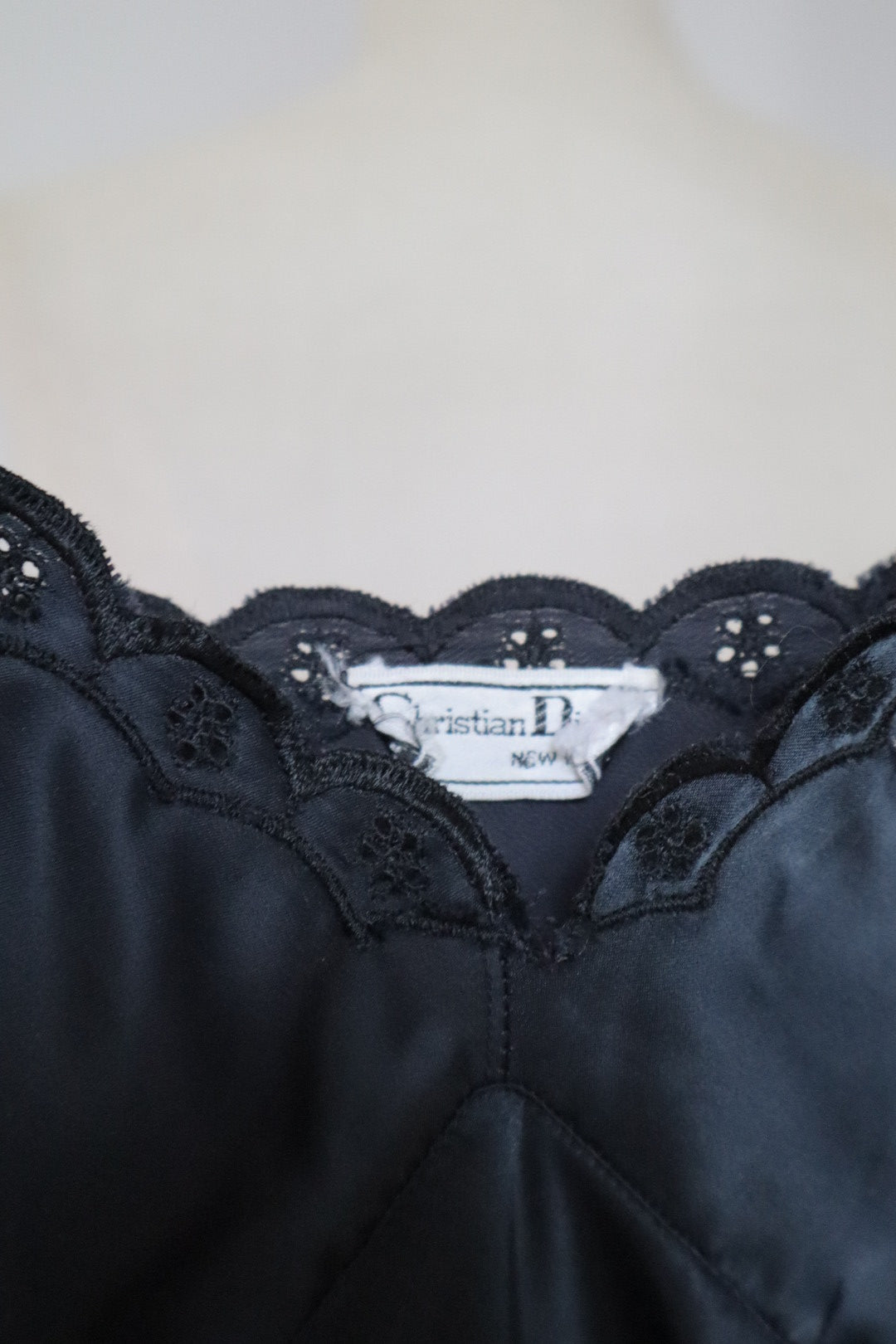 Christian Dior black satin top size medium