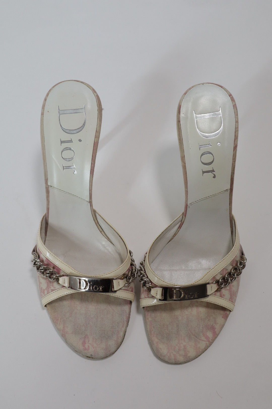 Christian Dior by John Galliano heels Summer/Spring 2004 girly collection - pink oblique print size it 37.5 / us 7