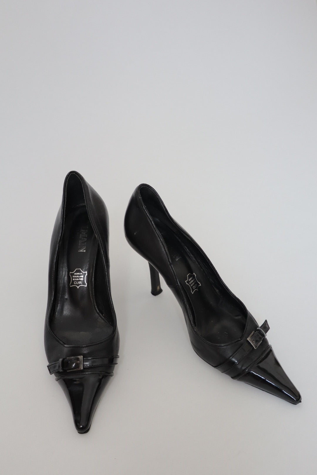 Black leather Balmain heels early 2000’s size 38 /us7.5
