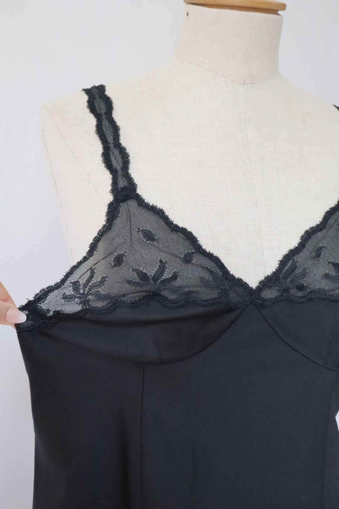 Christian Dior black slipdress with lace details size Large / extra large