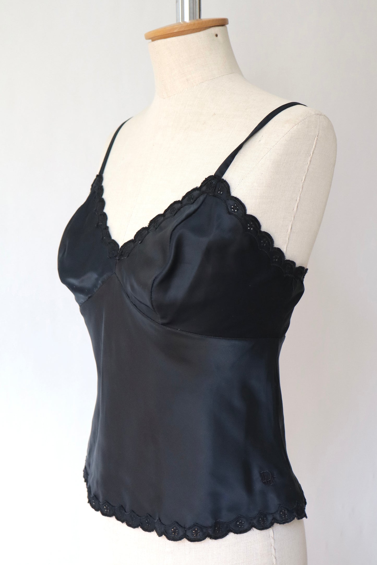 Christian Dior black satin top size medium