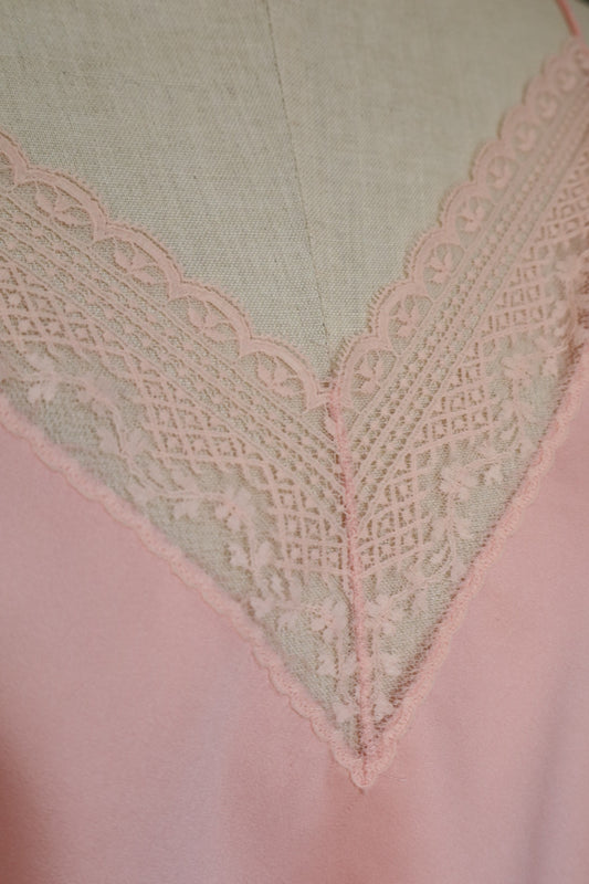 Pink Christian Dior top satin with lace sides size XL