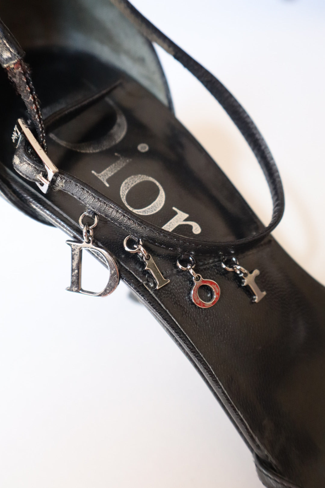 Dior by John Galliano black leather heels with Dior logo in silver hardware size 37.5
