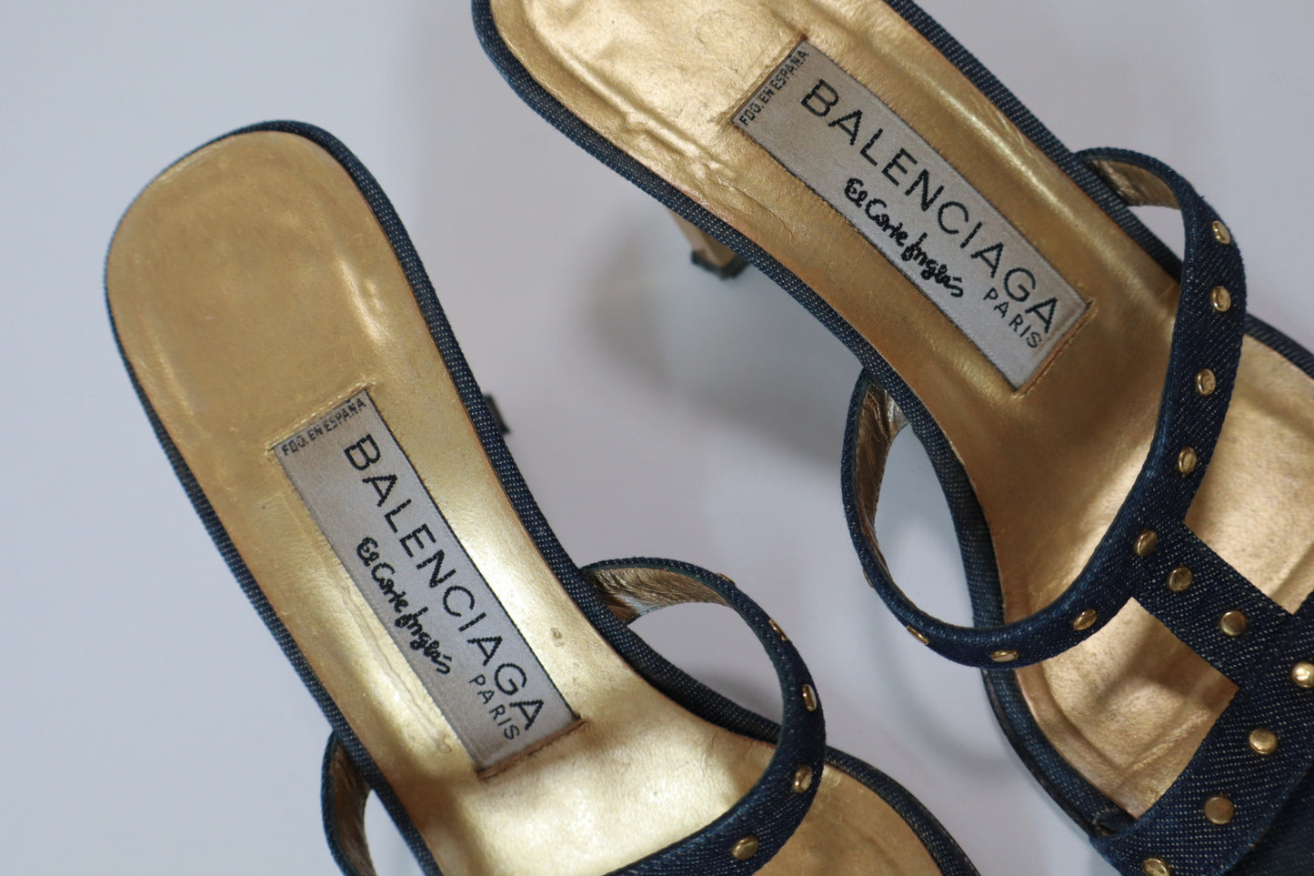 Balenciaga jeans heels with stud details and gold inside size 38