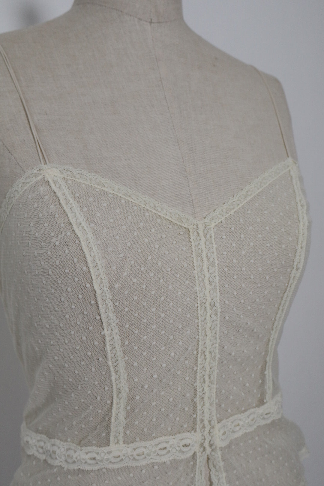 Transparent lingerie top size M with little polka dots