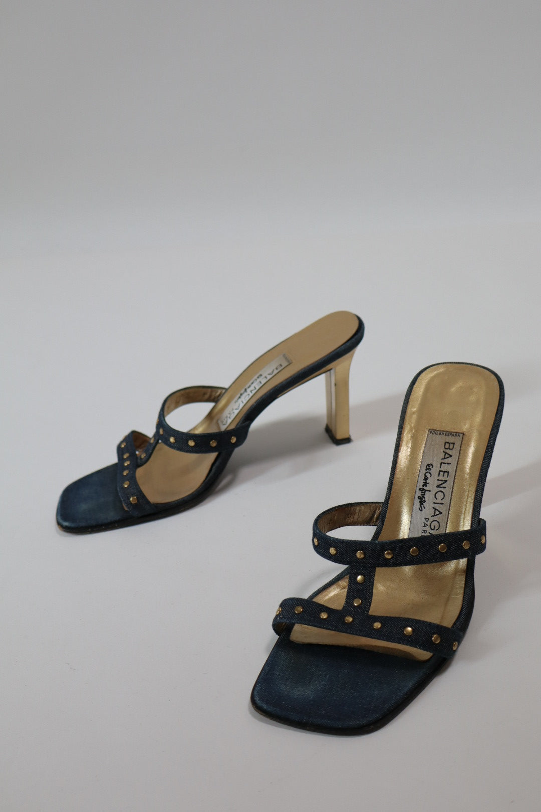 Balenciaga jeans heels with stud details and gold inside size 38