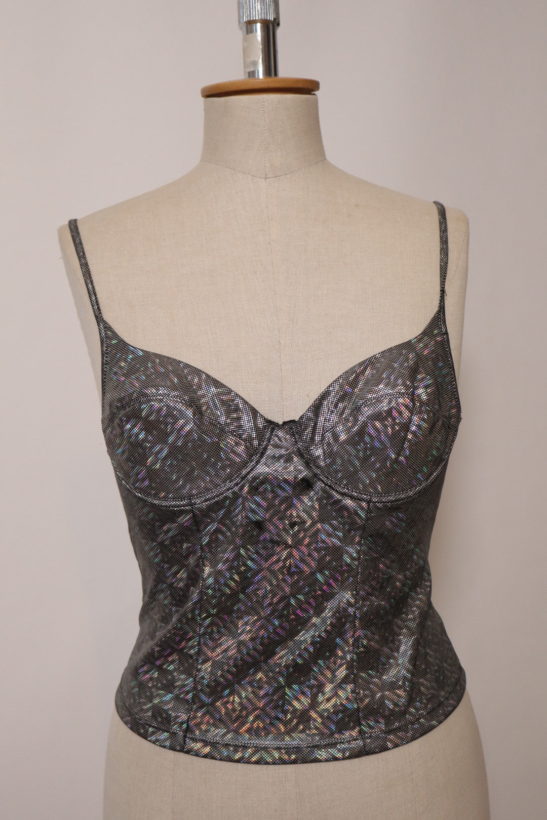 1980’s holographic bustier size medium - stretchy fabric