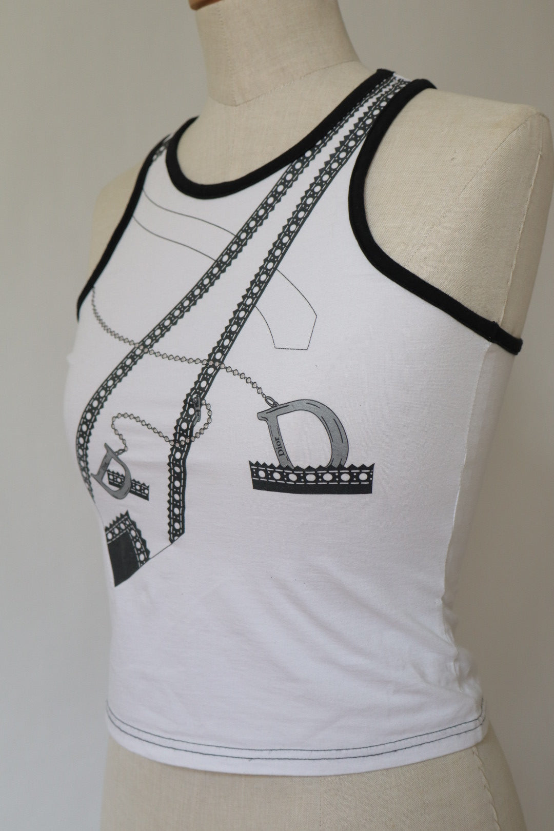 Dior by John Galliano baby tee size XS/S chains & tie