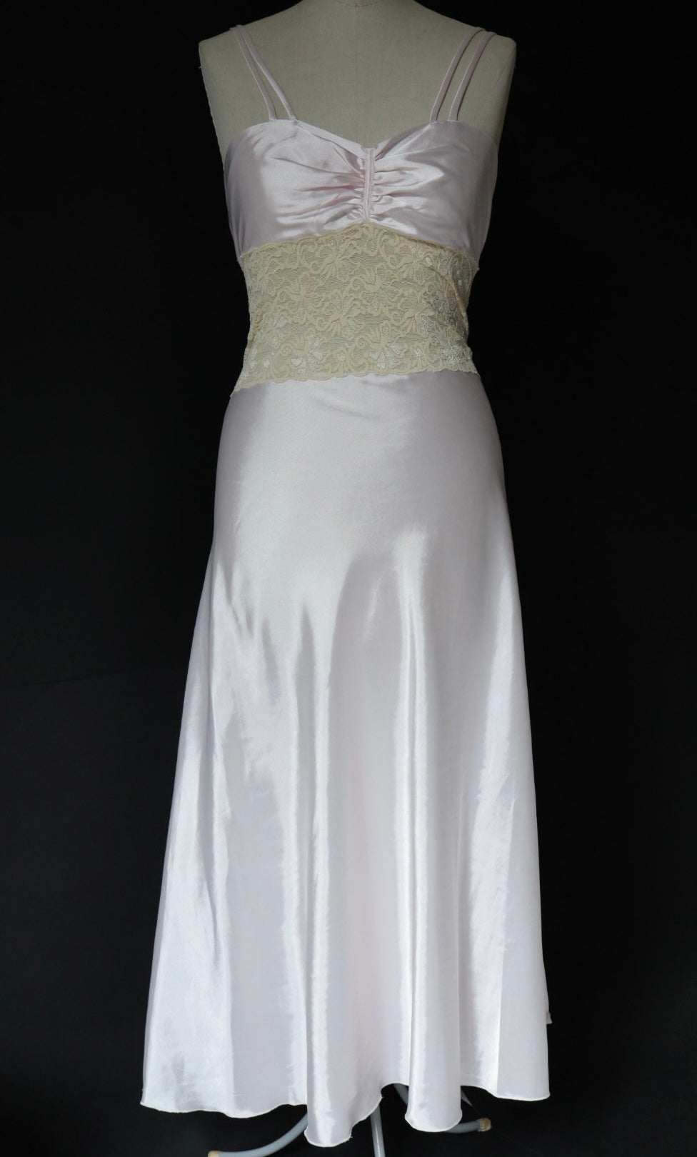 Nina Ricci long satin and lace soft pink slipdress size S - M