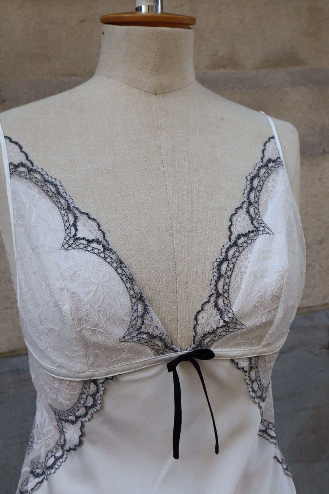 White transparent slipdress with lace details size M