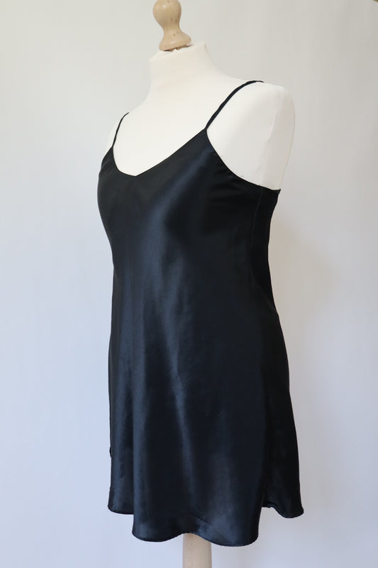 Black satin slipdress size Large