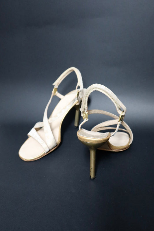 Chanel gold travel line strappy heels - size 40 (us 9)
