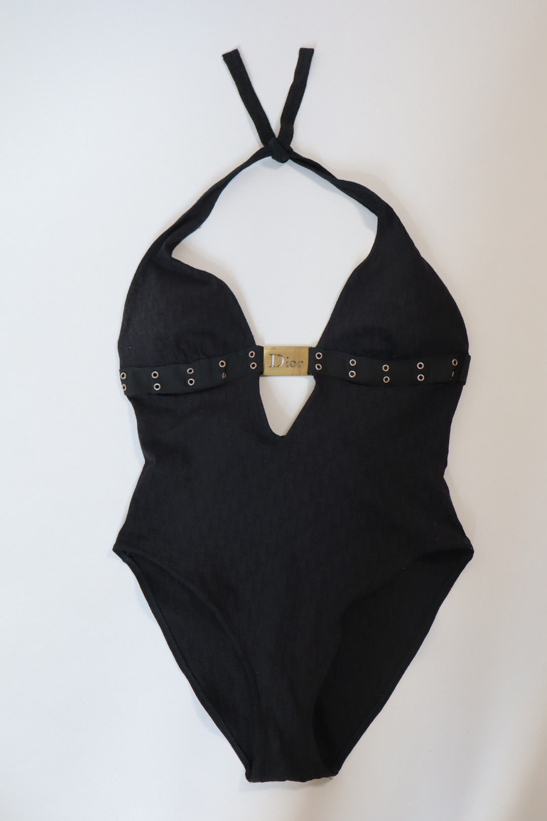 Dior by John Galliano Spring/Summer 2005 bathing suit with oblique Diorissimo print size L / XL (pinned in the back on model)